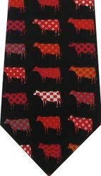 Cow necktie in silk by Vicky Davis black