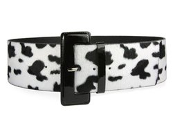Ladies Wide High Waist Cow Print Animal Fur Fashion Belts