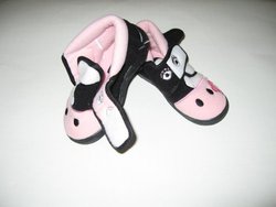 Stride Rite Slippers Pink and Black Cow New with Sound