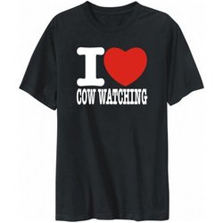 T-Shirt Mens Black ' I love Cow Watching ' Hobbies