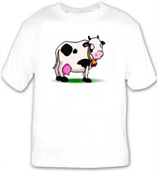 T-shirt with cow, holstein, standing, spots, bell