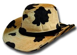 Velvety Cow Print Cowboy Hat in Plush Tan or Orange