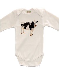 B-babies Cotton LS Onesie w/Print, 0-3m, Cow - Positively Organic
