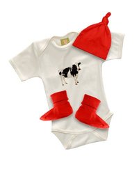 B-baby Welcome SS Onesie Gift Set, 3 - 6m, Red - Cow
