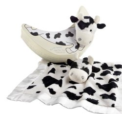Baby Aspen The Cow Jumped Over the Moon Lovie Gift Set - Black and White