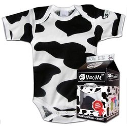 MooMe Organic Bodysuit in Milk Carton - Cow Spot 6 Months