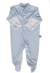 Noa Lily Footie Solid Light Blue with Sleeves, Blue Cow, Newborn