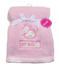 Pink Got Milk Cow Plush Baby Blanket