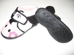 Stride Rite Slippers Pink and Black Cow New with Sound