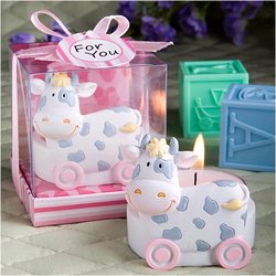 Toy cow design candle holder favors - Blue (Set of 6)