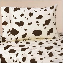 3pc Twin Sheet Set for Western Cowgirl Bedding Collection - Cow Print