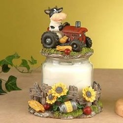 BE-1722 Cow Candle Top Jar Holder Size 8in H x 6in