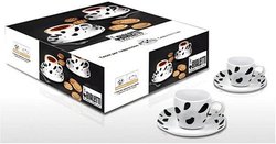 Bialetti Mukka Cow Print Cappuccino Cups and Saucers. Set of 4