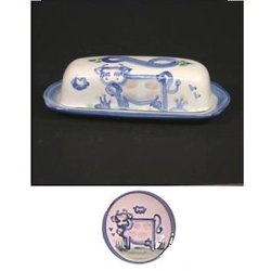 Butter Dish Rectangular, Country Cow Pattern