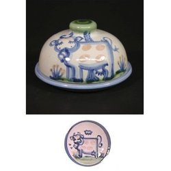 Butter Dish Round, Country Cow Pattern