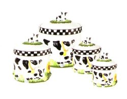 COW 3-D Canisters Set of 4 ^NEW^ Canister