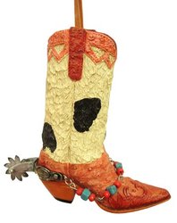 Country Western Cow Print Cowboy Boot Christmas Ornament