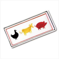Cow, Chicken and Pig Ceramic Serving Tray