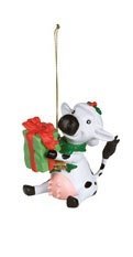 Cow with Gift Christmas Ornament