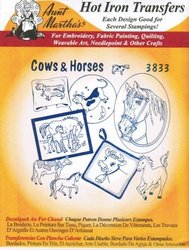 Cows & Horses Aunt Martha's Hot Iron Embroidery Transfer