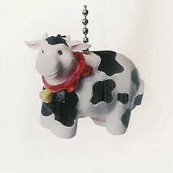 Dairy Black & White Cow Bell Kitchen Ceiling Fan Light Pull