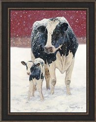 First Christmas-Cow-Calf-Framed Art Print-Lithograph