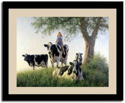 Girls Club Girl Riding Cow Robert Duncan Framed Print