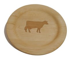 J.K. Adams 10-Inch Laser-Engraved Wooden Plate, Cow