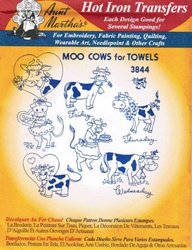 Moo Cows for Towels Aunt Martha's Hot Iron Embroidery Transfer