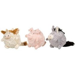 PETCO Small Plush Round Donkey, Pig, Cow with Squeaker Dog Toy, Color:Assorted