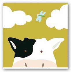 Peek-a-Boo III Cow by Yuko Lau 12'x12' Art Print Poster