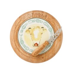 Pfaltzgraff Circle of Kindness The Happy Cow 9 1/4-Inch Cheese Board with Knife