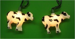 Set Of 10 Farm & Country Cow Novelty Christmas Lights