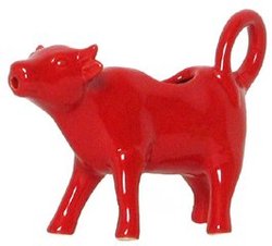 Stoneware Pottery Red Cow Creamer 4'H, 5oz Set of 2