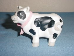 Black & White Porcelain Cow Figurine