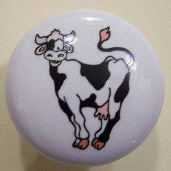 Cow Animal Ceramic Cabinet Drawer Pull Knob Prissy