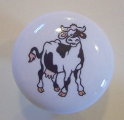 Cow Farm Animal Ceramic Cabinet Drawer Pull Knob