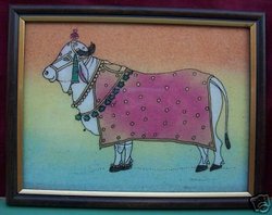 Cow, Mother of Hindu Religion, Gem Stone Art Painting, Art Craft & Handicraft