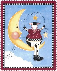 Cow on Moon Fleece Throw Blanket