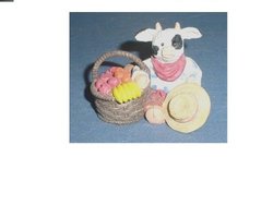 Cow with Basket of Fruit Figurine