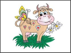 Cow with Butterfly and Hearts Mousepad