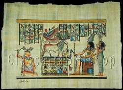 Handmade Egypt Painting God Horus And The Cow Papyrus