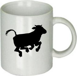 Jumping Cow Silhouette Ceramic Coffee Cup
