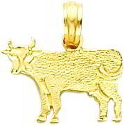 14K Gold Cow Charm