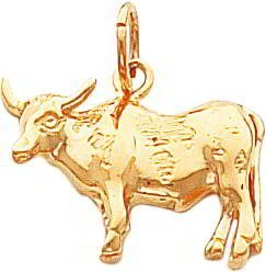 14K Gold Cow Pendant