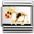 NOMINATION Italian Charm in stainless steel, enamel and 18k gold (Cow)
