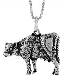 Sterling Silver 5/8' (17mm) Cow Pendant