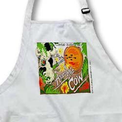Apocalypes Cow - BLACK Full Length Apron With Pockets 22w X 30l