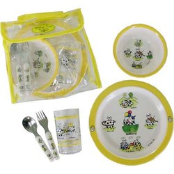 Baby Cie 5 piece luncheon set with French Wording and Theme, Cow