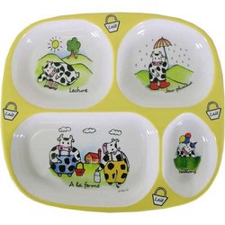 Baby Cie TV Tray 4 part divided tray 8 with French Wording and Theme, Cow